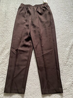 #ad Donnkenny Classics Women Elastic Waist Straight Pull On Pants Brown Size 16 $17.99