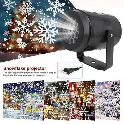 #ad LED Snowflake Christmas Projector Laser Light Snowfall Landscape Xmas Decor Lamp $14.69