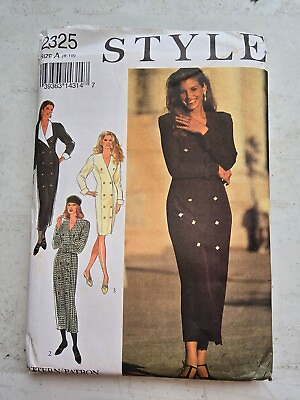 #ad Vtg Style Pattern 2325 Dress Fitted Paneled Double Breast Miss 8 18 UNCUT 80s $9.99