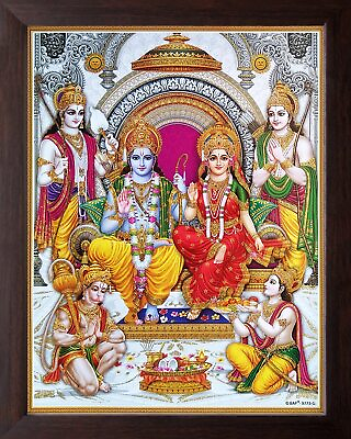 #ad Ram Darbar Painting HD Printed Religious Picture With Wooden Frame Wall Decor $66.12