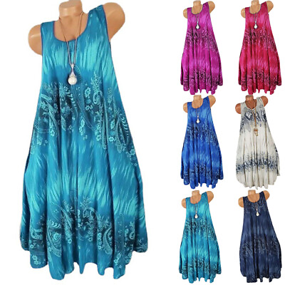 #ad Ladies Boho Beach Holiday Floral Sun Dresses Women Summer Loose Dress Plus Size $12.67