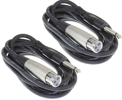 #ad 2 Pack Hosa 10 ft XLR Female to 1 4quot; Mono Male Adapter Audio Cable Unbal 3 Pin $25.29