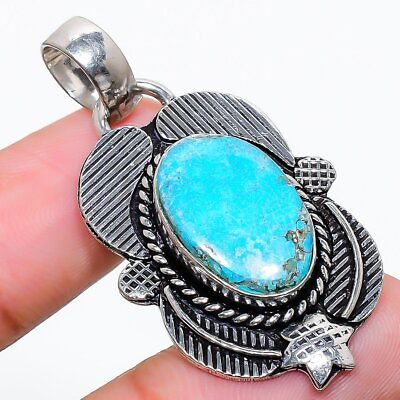 #ad Tibetan Turquoise 925 Silver Gift Festival Handmade Jewelry Pendant 1.77quot; V5 $15.00