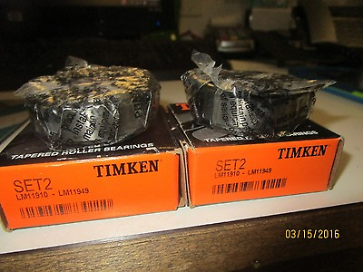 #ad Timken Set2 Set 2 LM11949 amp; LM11910 Cup amp; Cone two sets pair $27.95
