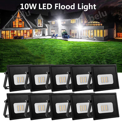 #ad 10x 10W 12V LED Flood Light Cool White Spotlight Outdoor Garden Lighting Lamp $39.78