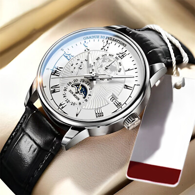 #ad Men Watch Leather Waterproof Luminous Men#x27;s Quartz Wristwatch Luxury Man Watches $5.99