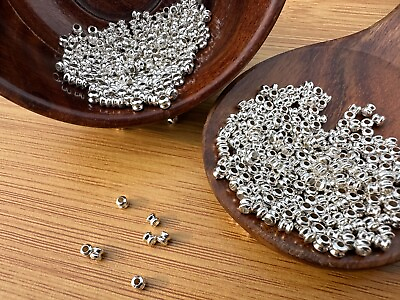 #ad 3MM Raw Double Tyre Brass Silver Filled Beads For DIY Making Macrame Jewelry B19 $15.49