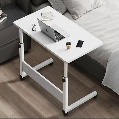 #ad Laptop Desk Cart Height Adjustable Rolling Over Bed Hospital Table Stand White $39.99