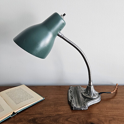 #ad #ad Vintage Gooseneck Desk Lamp. Industrial Desk Lamp. Antique Desk Lamp. $108.00