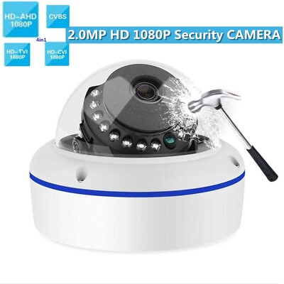 #ad 2.0MP HD 1080P Dome CCTV Security Camera 180 Degree Fisheye IR AHD TVI CVI CVBS $45.99