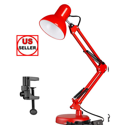 #ad #ad Metal Adjustable Swing Arm Desk Lamp Eye Caring Study Desk Lamps Red $21.99