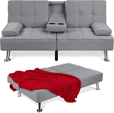 #ad Best Choice Products Linen Modern Folding Futon Reclining Sofa Bed for Apartmen $345.47