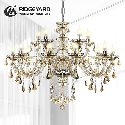 #ad 15 Light Modern Crystal Chandelier Dining Room Pendant Lighting Ceiling Fixtures $171.89