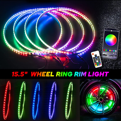 #ad RGB Lights Wheel 15.5#x27;#x27; Ring Light For LED Truck Car Lights Rim Bluetooth APP EA $76.99