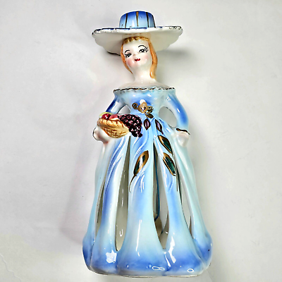 #ad Antique Blue Southern Bell Holding Fruit Bowl Napkin Doll Candle Holder Lipper amp; $79.99