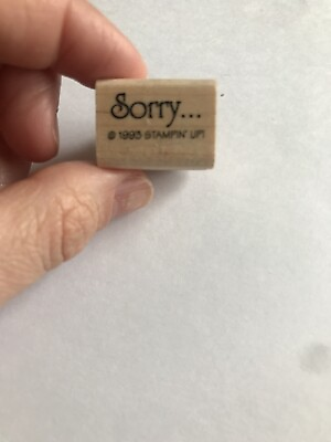 #ad Stampin#x27; Up teeny Tiny quot;Sorryquot; Rubber Stamp 1993 Wooden Mounted $9.19