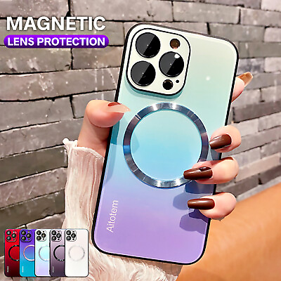 #ad Gradient Glass MagSafe Case Shockproof Lens Cover For iPhone 15 Pro Max 14 13 12 $11.04