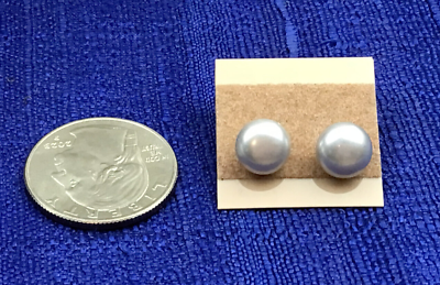 #ad Vintage Style Earrings Silver Genuine Pearl Button Stud Pierced Silver NO OFFERS $10.00