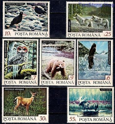 #ad Romania 1992 Wild Animals Elk Wolf Bear Birds Owl Eagle MNH $3.13