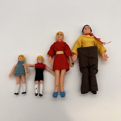 #ad Vintage Rubber Dollhouse Dolls Family Of 4 $29.95