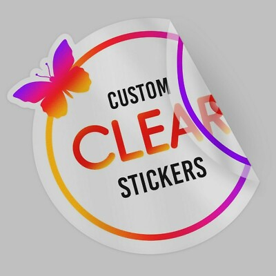 #ad 100 Custom Clear Labels Waterproof Clear Sticker Logo transparent Stickers Decal $105.00