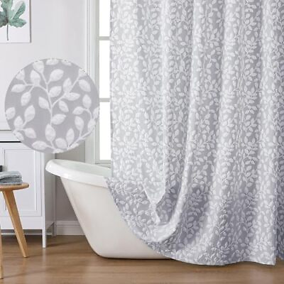 #ad Anna White Grey Shower Curtain for Bathroom Leaf 3D 72x72quot; Gray White $30.36