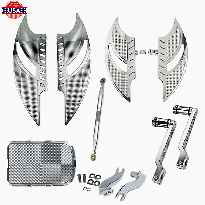 #ad CNC Rear Front Floorboards Foot Pegs Pedal Shifter Lever Linkage Fit For Harley $229.99