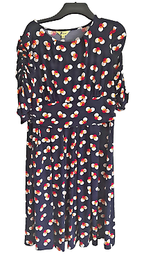 #ad New Jolie Moi Navy Spot Ruched Sleeve Jersey Midi Dress With Pockets Size 18 GBP 41.98