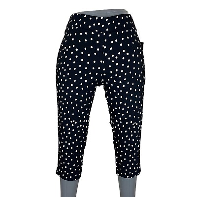 #ad Sabrinas NEW Black White Polka Dot Stretch Capri Pants Pull On Small Retro $14.99