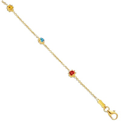 #ad Adjustable Baby#x27;s Children#x27;s Kids Enamel Ladybug Bracelet REAL 14K Yellow Gold $249.50