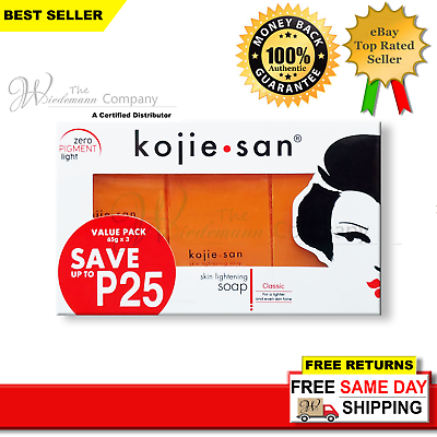 #ad Original Kojie San Skin Lightening Kojic Acid Soap 65g x 3 Bars Expires 2025 $13.88