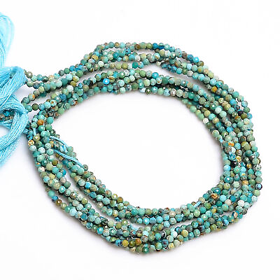 #ad 2 mm Natural Tibetan Turquoise Faceted Round Rondelle Beads 33 cm Strand GB 13 $4.50
