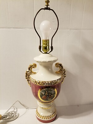 #ad Vintage Lamp George amp; Martha 1950#x27;s 1960#x27;s? HandPainted Porcelain Parlor Lamp17quot; $58.00