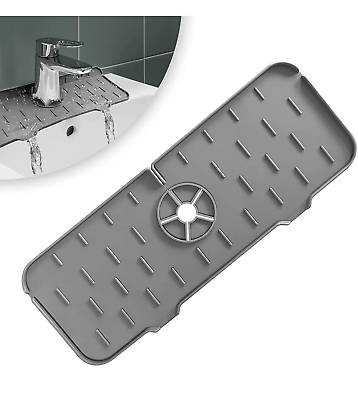 #ad Silicone Faucet Mat For Kitchen Sink Splash Guard Bathroom Sink Slip Drain Pad $6.99