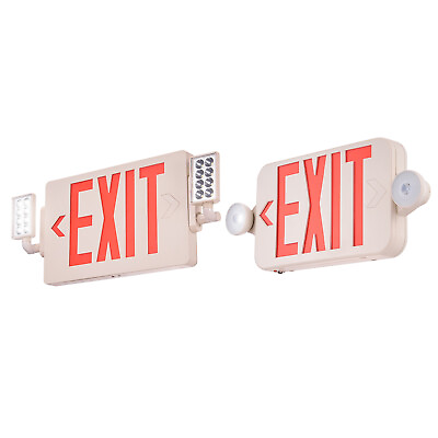 #ad VEVOR 2 4 6 Pack LED Exit Sign Emergency Light Compact Combo UL FCC Listed $42.99