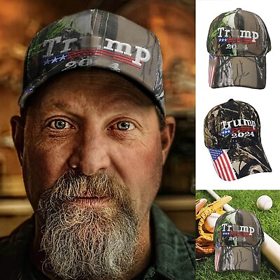 #ad Trump 2024 US president cap Hat USA flag Camouflage Cap baseball Embroidery 1PC $6.99