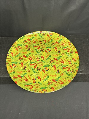 #ad Vintage 13” Glass Mexican Themed Plate By Karen’s Kreations SEE PICTURES $15.00
