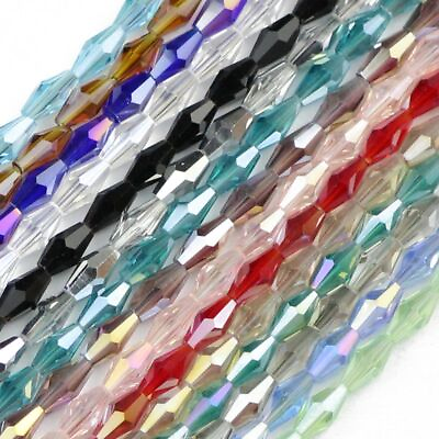 #ad Long Bicone Crystal Beads Faceted Austrian Crystals 4x8mm Glass Bead 100Pcs $14.69