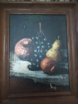 #ad Vintage #x27;Fruits#x27; Framed Painting On Canvas 20x16 Approx. Painted In Italy $49.99