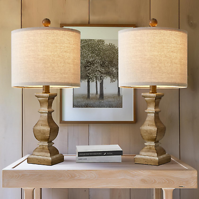 #ad 20.5quot; Mid Century Table Lamp Sets of 2 for Living Room Retro Style Farmhouse Tab $55.88