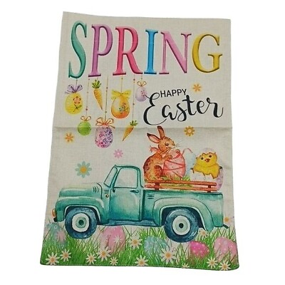 #ad Happy Easter Garden Flag Spring Truck Bunnies Chicks Eggs Outdoor Decor $7.99