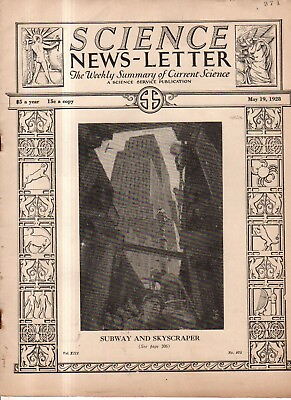 #ad 1928 Science Newsletter May 19 Olynthos found; Edison; New Sociology theory $17.40