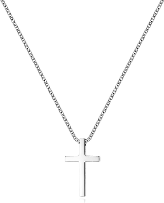 #ad Black Gold Silver Cross Necklace for Boys Stainless Steel Mens Cross Pendant Cha $17.49