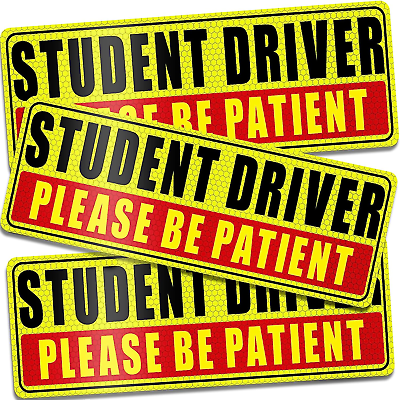 #ad Student Driver Magnet for Car Please Be Patient Student Driver Reflective Sign $6.11