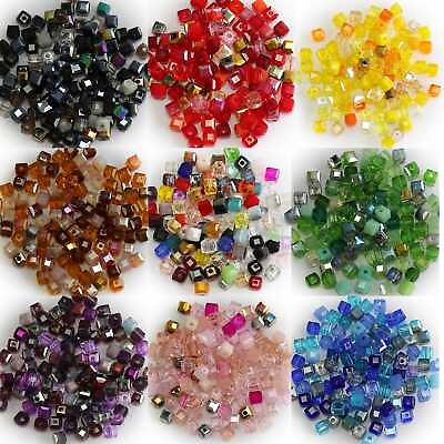 #ad Crystal Beads Glass Square beads Jewelry Making 100pcs $4.99