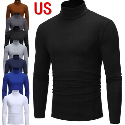 #ad US Mens Mock Neck Undershirt Casual Slim Fit Long Sleeve Thermal Pullover Shirts $11.95