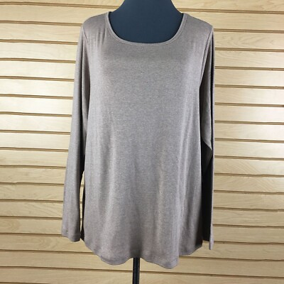 #ad NWT St. Johns Bay T Shirt Women 1X Gray Cotton Pullover $9.25