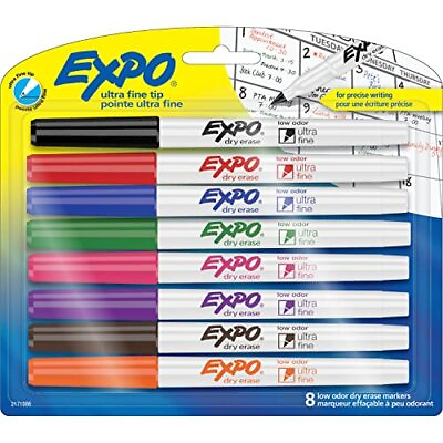 #ad EXPO Low Odor Dry Erase Markers Ultra Fine Tip Assorted Colors 8 Count $11.13