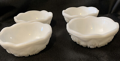 #ad Set Of Milk Glass Bowls.Pattern Scalloped Edges.See pictures $35.00