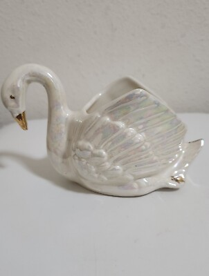 #ad 5.5quot;×3.5quot; Extra Glossy Porcelain Swan Figure Smoke Free Home $8.99